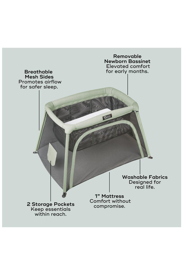 Moov & Comfy 3-in-1 Travel Cot, Baby Crib & Playpen, Alternate, color, SAGE