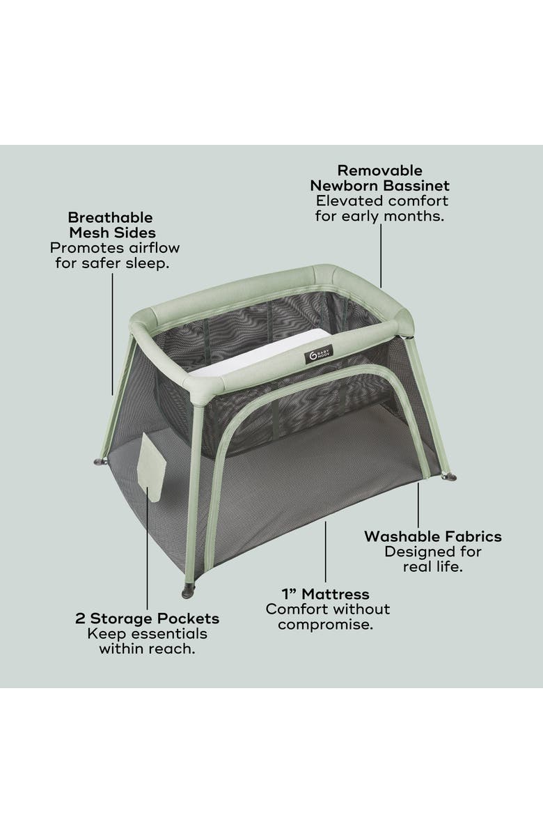 Babymoov Moov & Comfy 3-in-1 Travel Cot, Baby Crib & Playpen, Alternate, color, Sage
