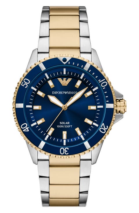 World Explorer Solar Two-Tone Bracelet Watch, 42mm