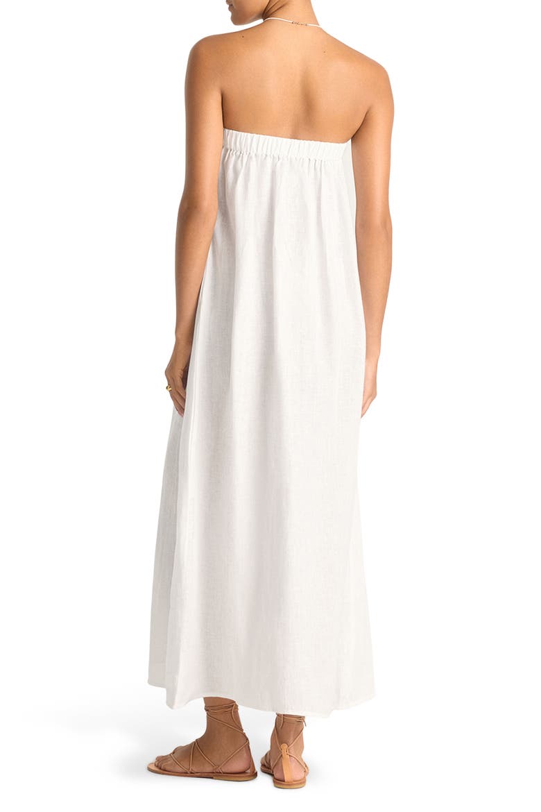 Soleil Strapless Linen Cover-Up Dress, Alternate, color, WHITE