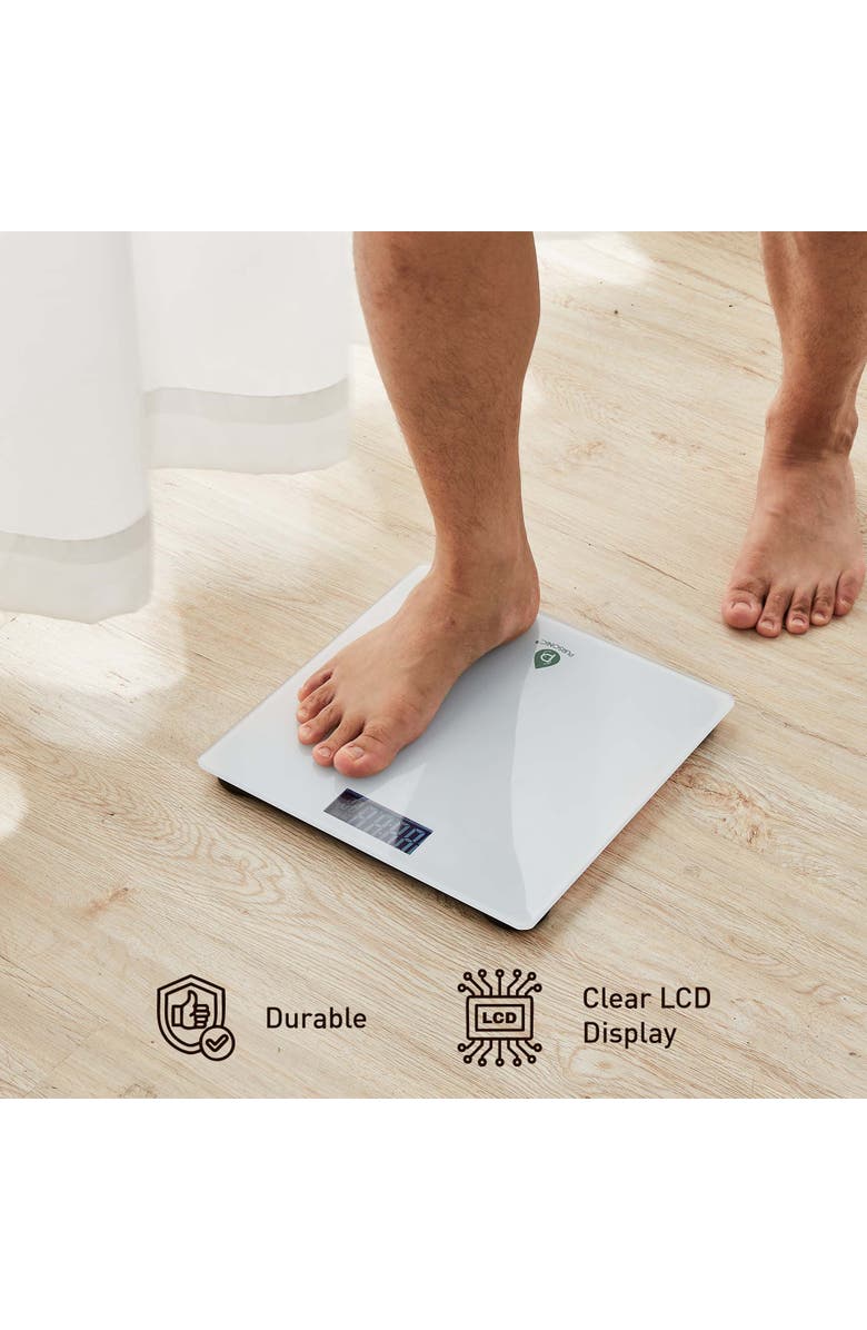 PURSONIC Bathroom Essential Set Luxury Towel Warmer Bucket, Digital Scale, and Ecological Bath Body Brush, Alternate, color, White