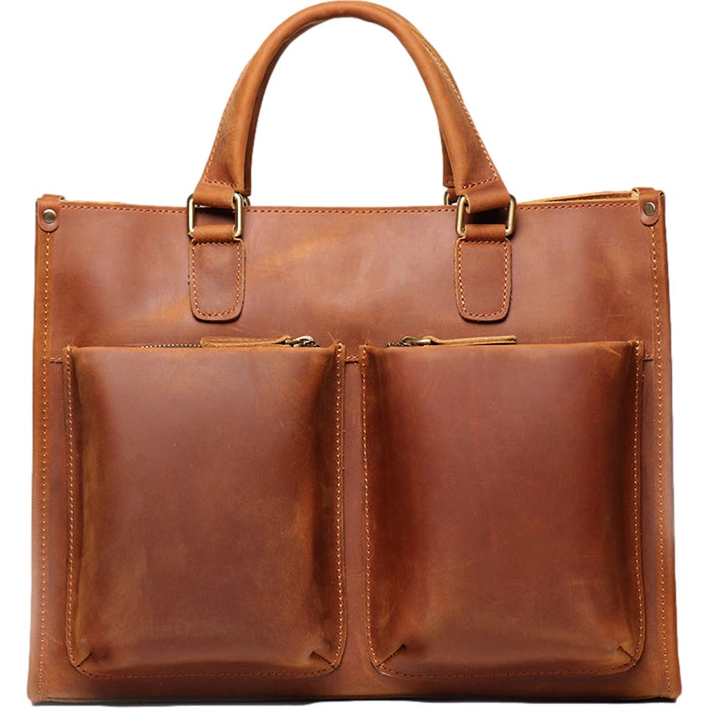 STEEL HORSE LEATHER The Dagmar Leather Briefcase | Vintage Leather Messenger Bag in Brown  product