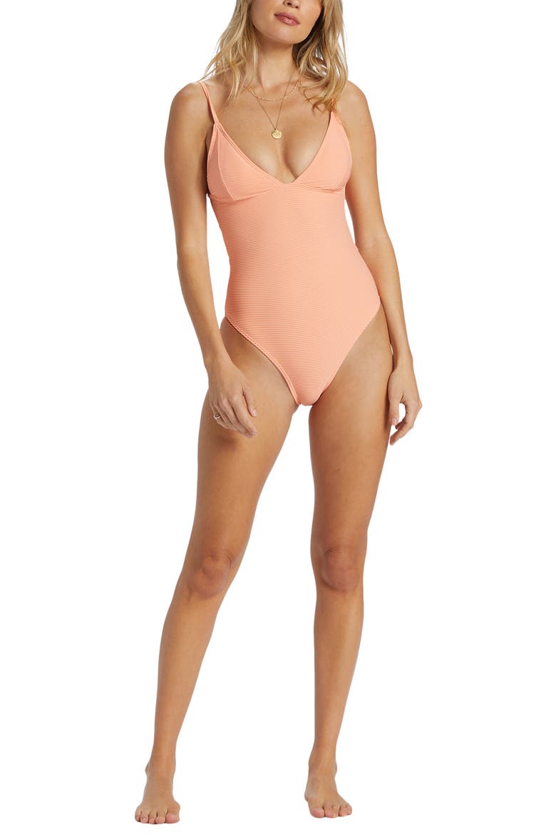 Tanlines Sage Cutout One-Piece Swimsuit, Alternate, color, PEACH TART