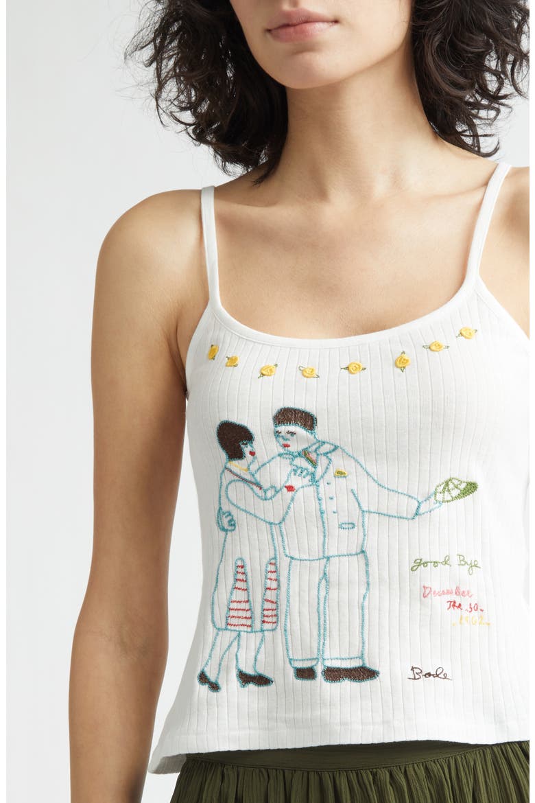 Companion Embroidered Cotton Rib Camisole, Alternate, color, CREAM