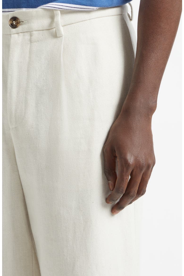 Single Pleat Hemp Canvas Trousers, Alternate, color, IVORY