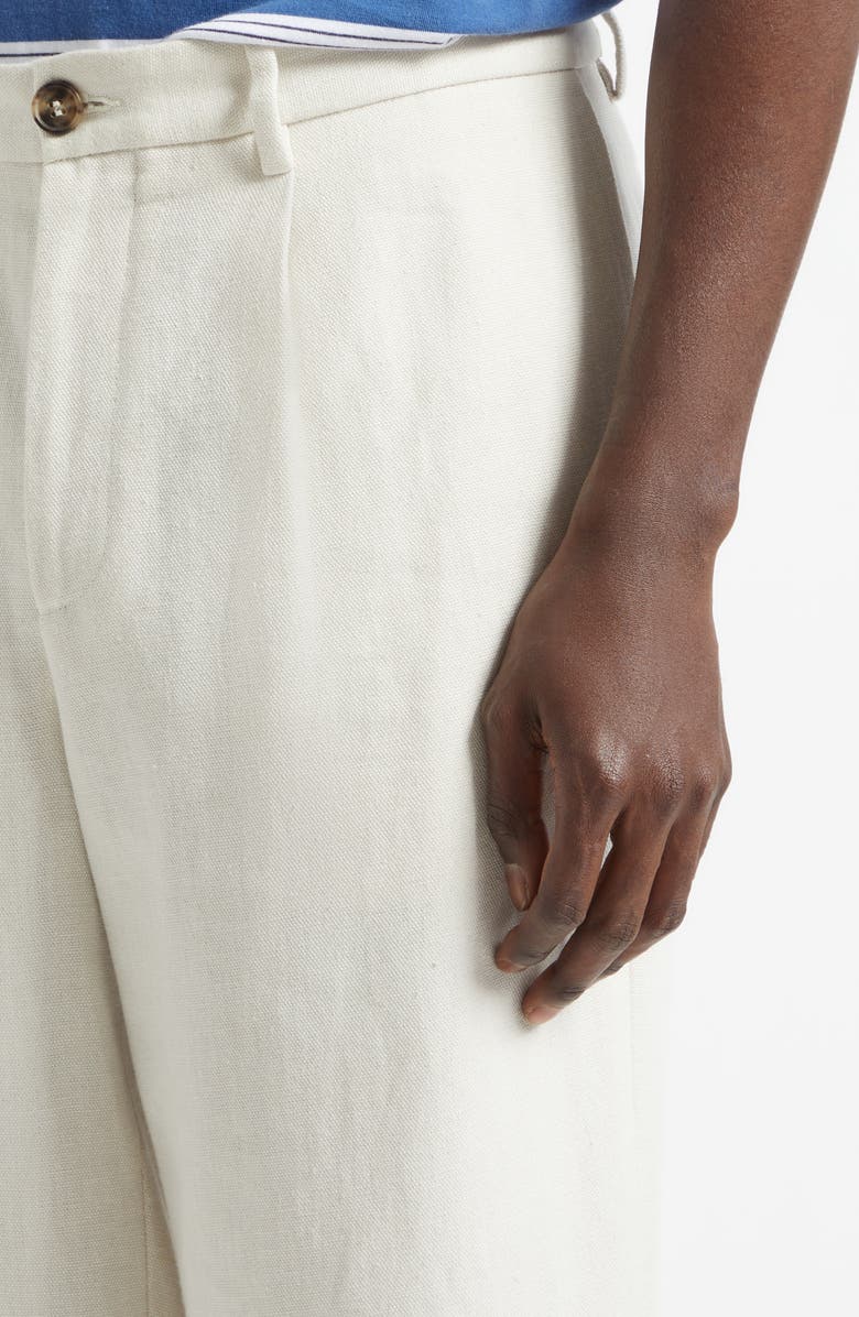 Noah Single Pleat Hemp Canvas Trousers, Alternate, color, Ivory