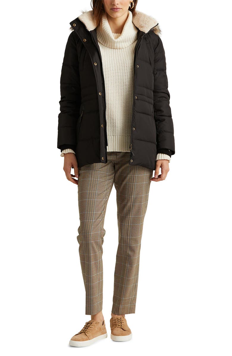 Lauren Ralph Lauren Icon Down & Feather Puffer with Faux Fur Trim Hood, Alternate, color, 