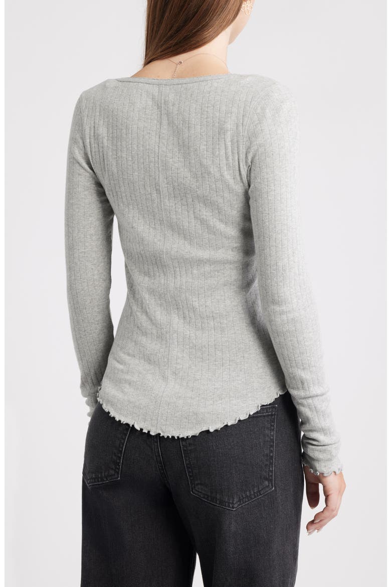 Cotton Blend Pointelle Henley Top, Alternate, color, GREY SOFT HEATHER