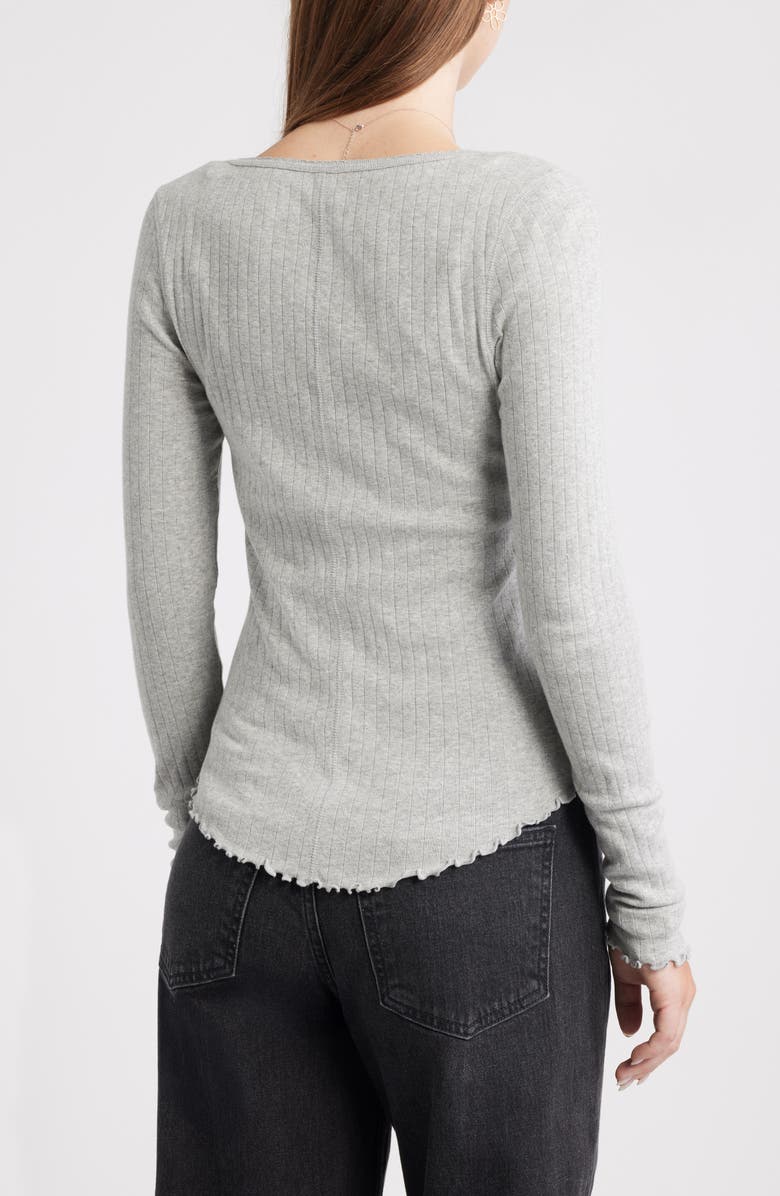 BP. Cotton Blend Pointelle Henley Top, Alternate, color, Grey Soft Heather