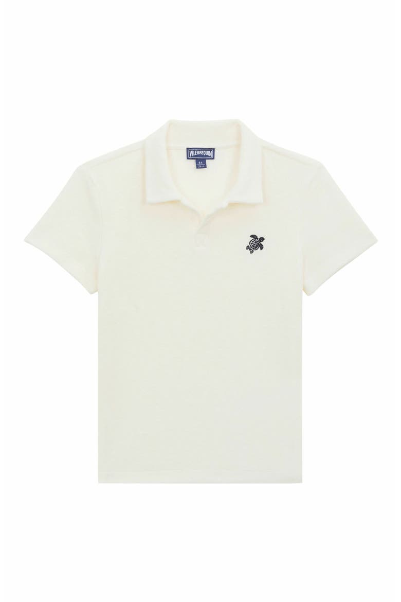 Kids' Embroidered Turtle Terry Polo, Main, color, BLANC