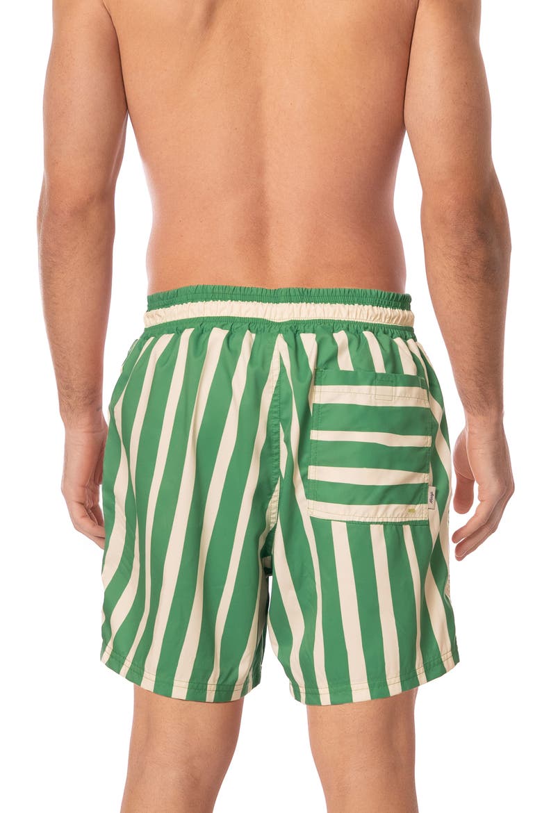 Sailor Stripe Swim Trunks, Alternate, color, GREEN