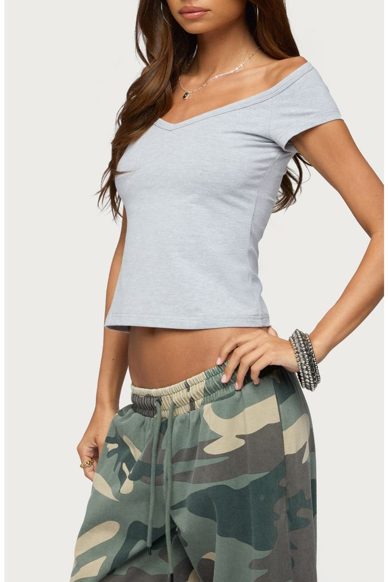 Calie Off the Shoulder T-Shirt, Alternate, color, GRAY-MELANGE
