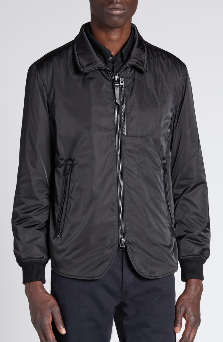 TOM FORD Microfiber Techno Satin Jacket, Alternate, color, Lb999 Black