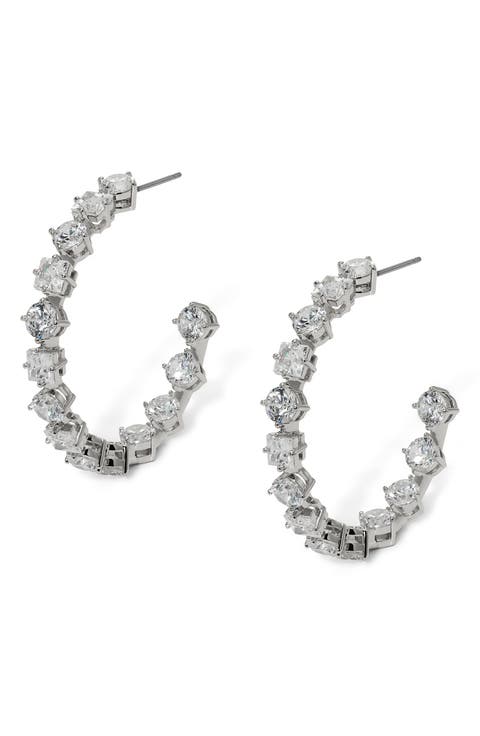 Lucia Cubic Zirconia Inside Out Hoop Earrings