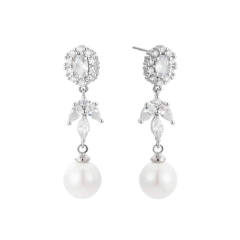 Palace Pearl and Crystal Drop Earrings