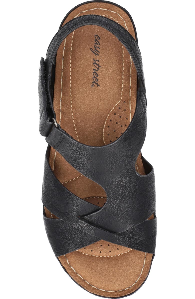 EASY STREET <p>Lani Faux Leather Wedge Sandal (Women) </p>, Alternate, color, Black