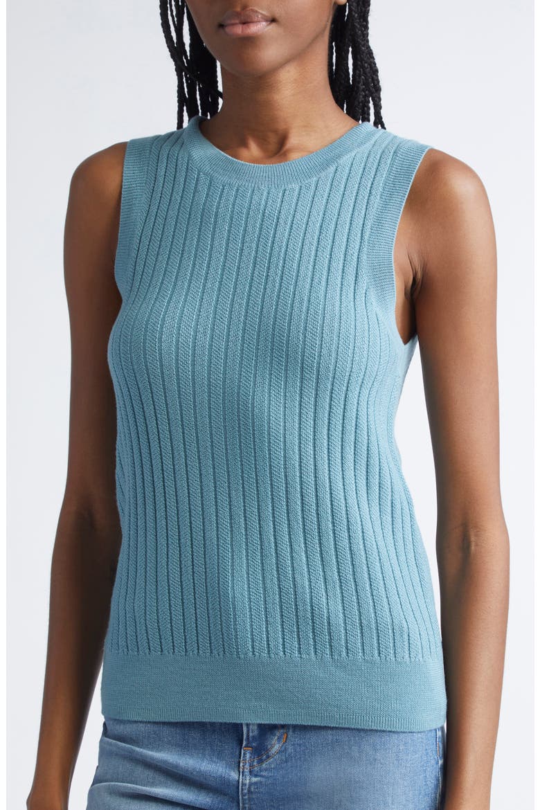 Jerrel Rib Merino Wool Tank, Alternate, color, LAKE MIST