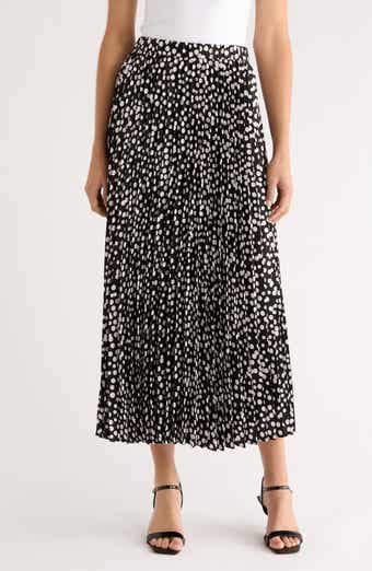 Pleated Polka Dot Elastic Waist Skirt