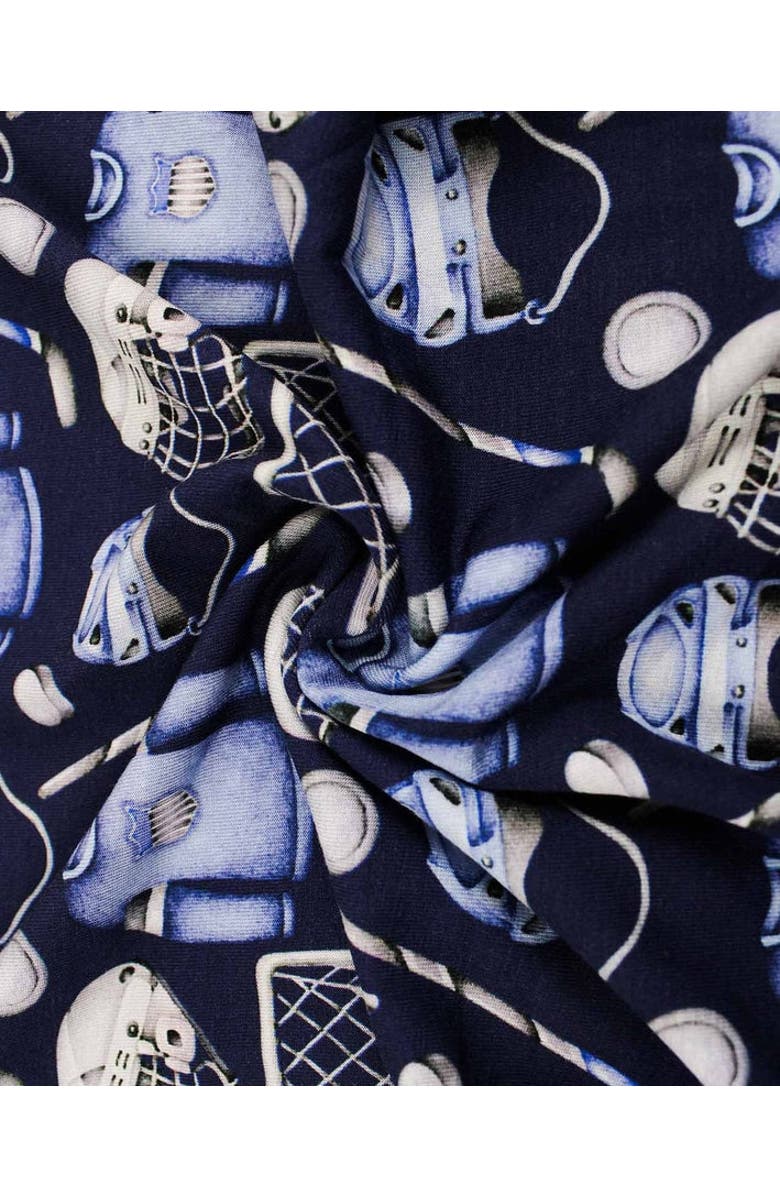 Lev Baby Hockey Print 2-Piece Pajama Set, Alternate, color, Blue