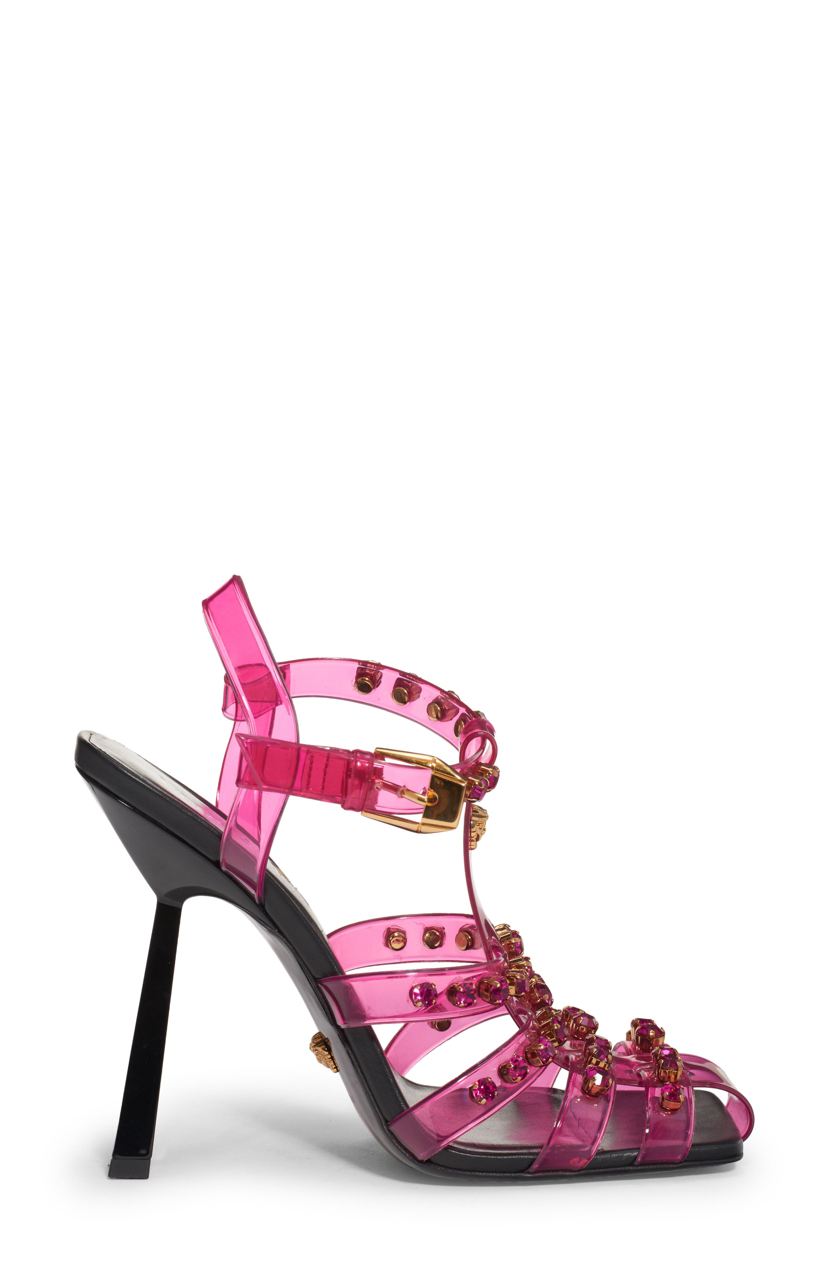 Versace Crystal Embellished Jelly Fisherman Sandal, Alternate, color, 