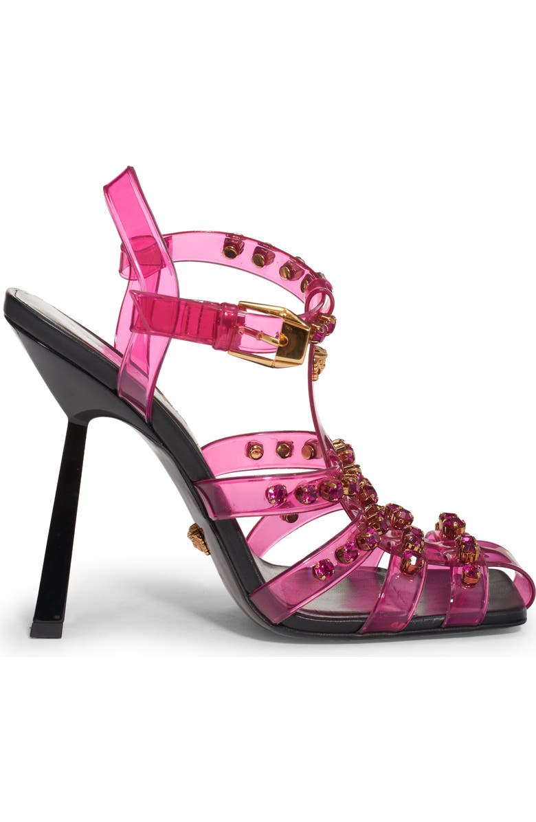 Versace Crystal Embellished Jelly Fisherman Sandal, Alternate, color,