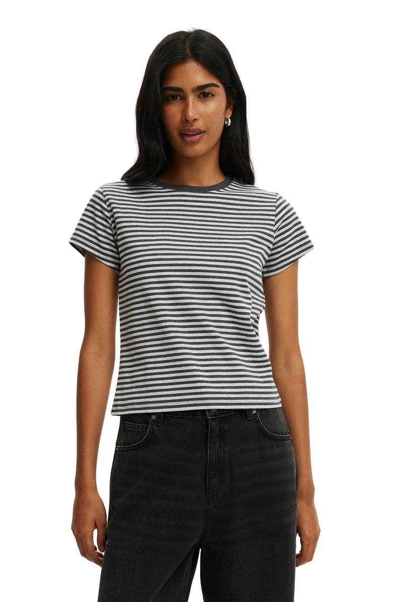 Cotton On Women's 90 S Baby Tee, Main, color, Madi Stripe Grey Marle