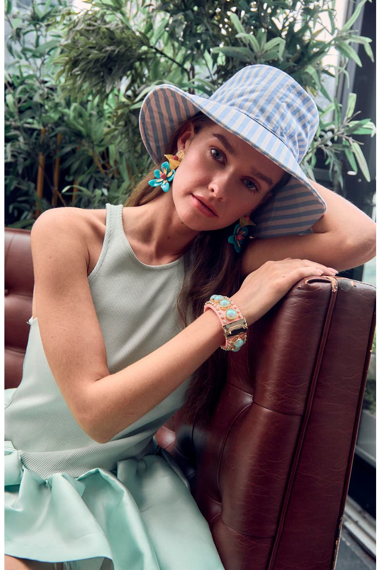 Sedona Seersucker Hat, Alternate, color, CAPRI STRIPE