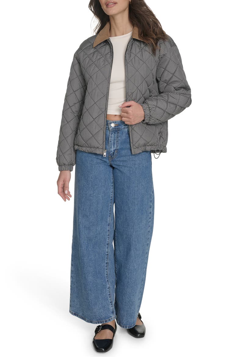 Diamond Quilted Jacket, Alternate, color, BLACK/ WHITE GINGHAM