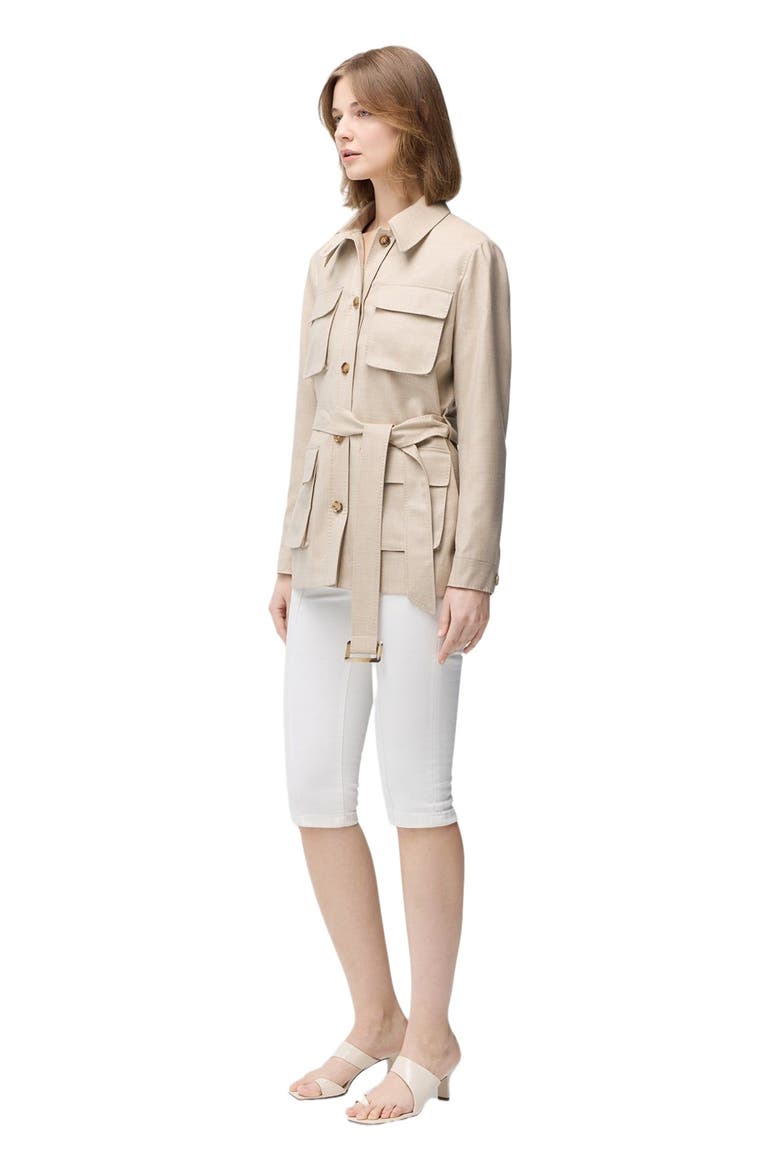 Belted Cashmere Safari Jacket, Alternate, color, warm grey