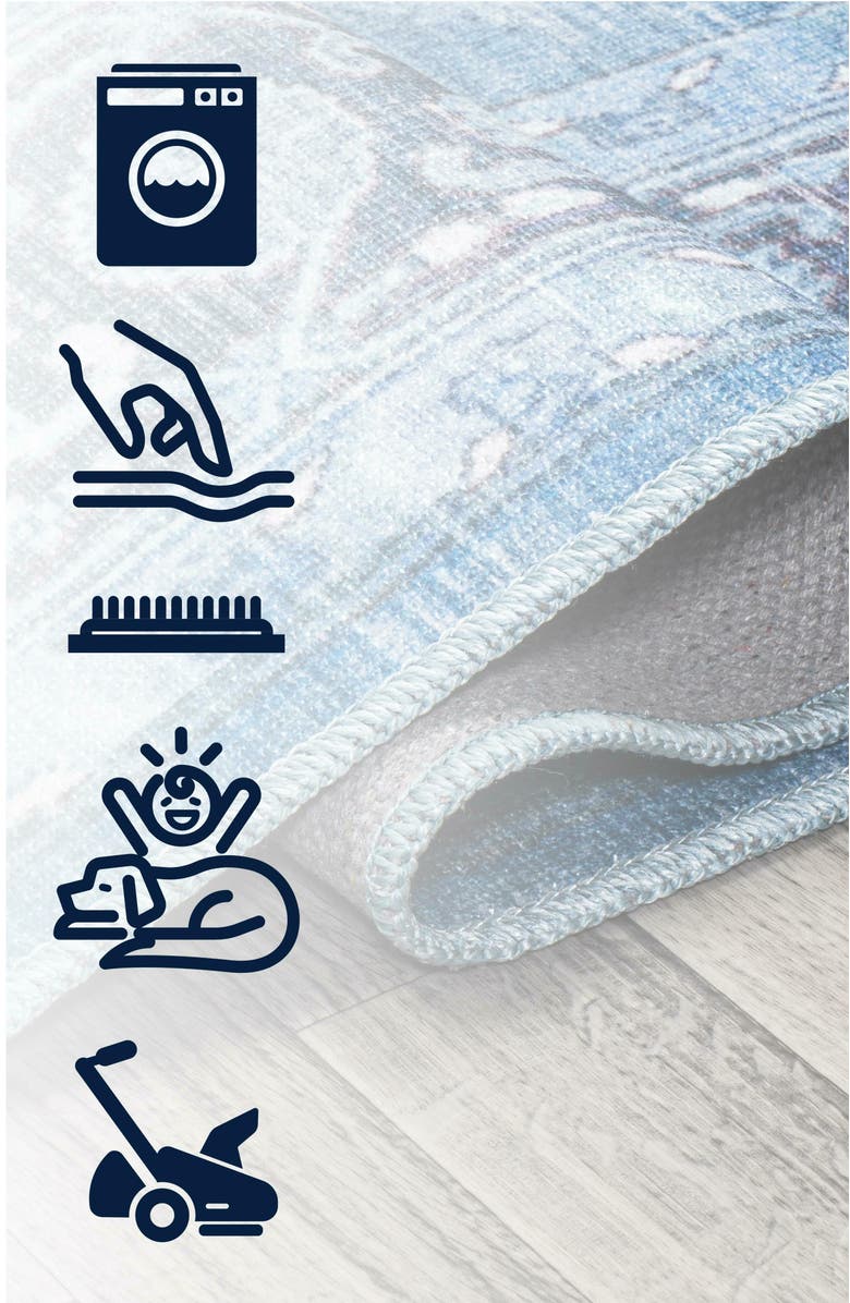 JONATHAN Y Maris Ornate Medallion Machine-Washable Round Area Rug, Alternate, color, Blue/Navy