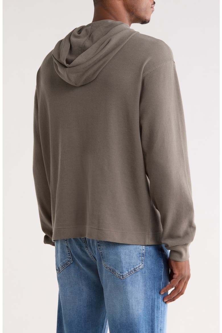 Long Sleeve Boxy Waffle Knit Hoodie, Alternate, color, GREY WINTER