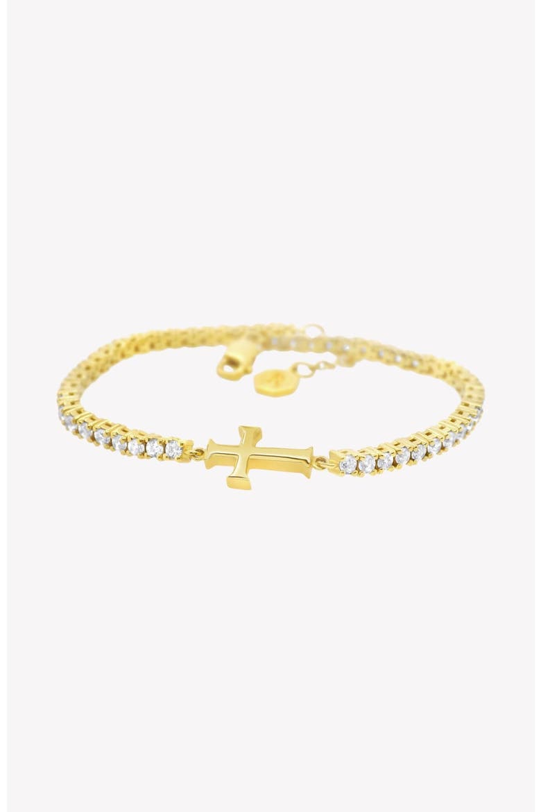 Luminous Cross Tennis Bracelet, Alternate, color, 18k Gold Plated