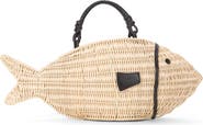 STAUD Cleo Wicker Fish Top Handle Bag