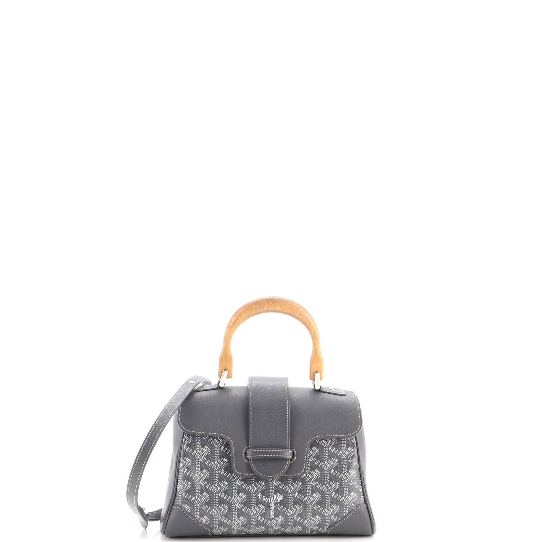 Saigon Top Handle Bag Coated Canvas with Leather Mini, Main, color, Grey