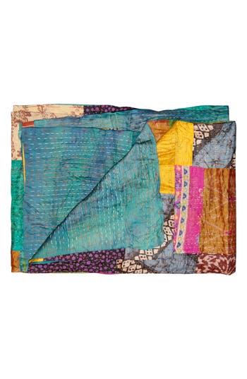 Taj Hotel Kantha Silk Blend Throw Blanket In Multi 16