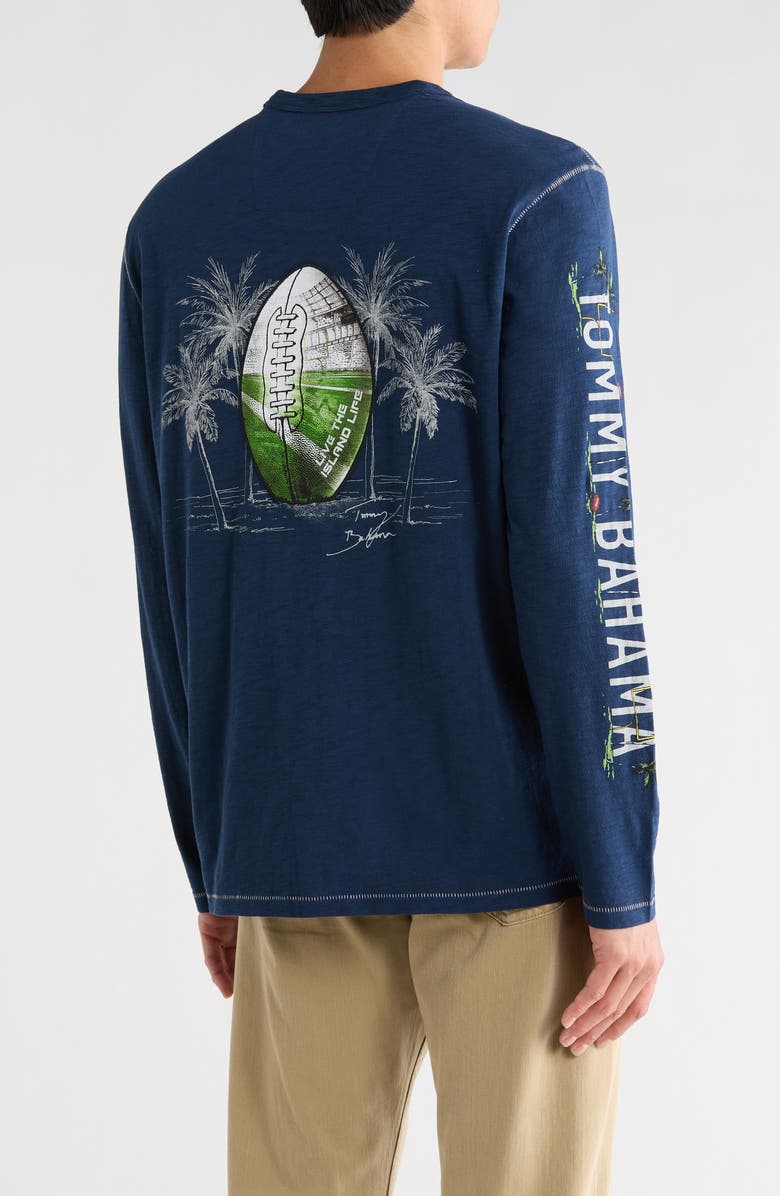 Tommy Bahama Oasis Endzone Lux Long Sleeve Sport Graphic T-Shirt, Alternate, color, Navy
