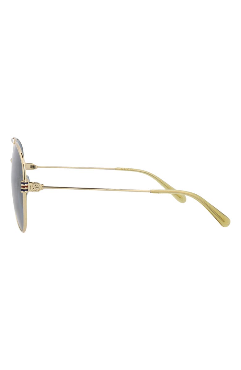 Gucci 62mm Aviator Sunglasses, Alternate, color, Gold Gold Blue