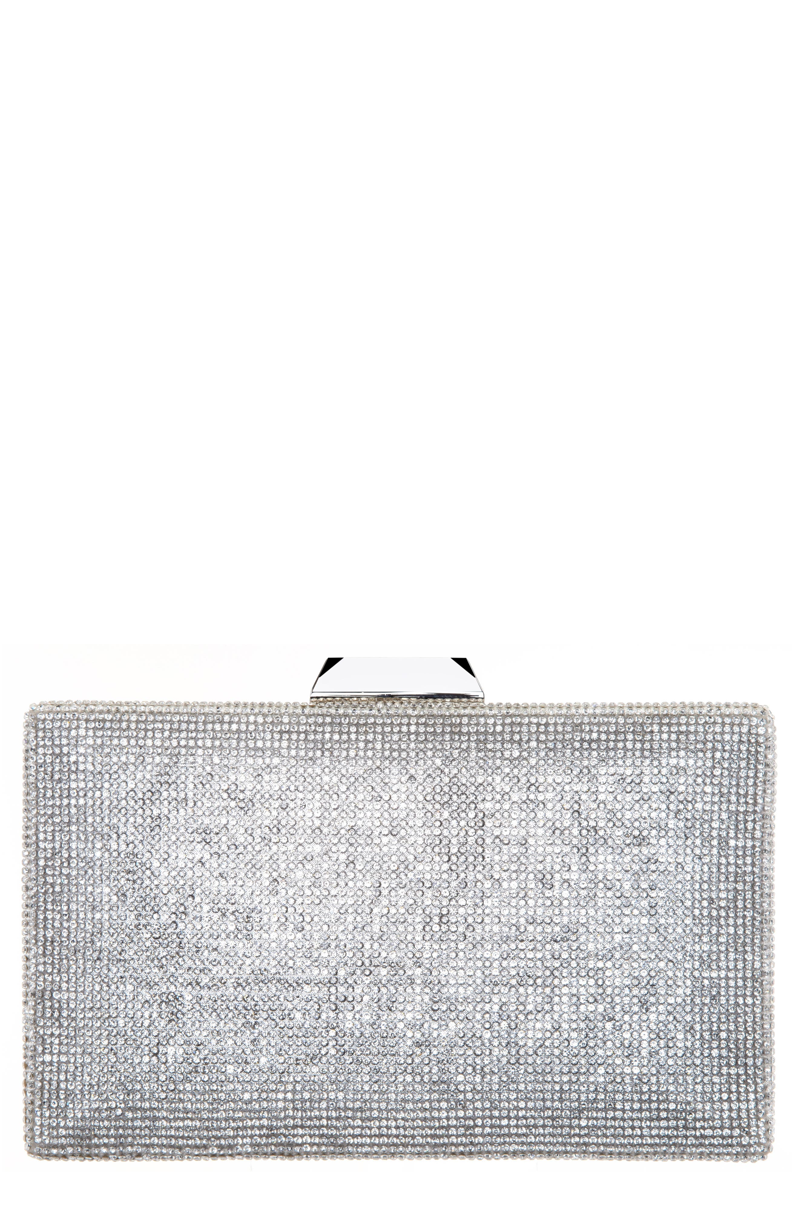 Nina Desyre Crystal Minaudière, Main, color, Silver