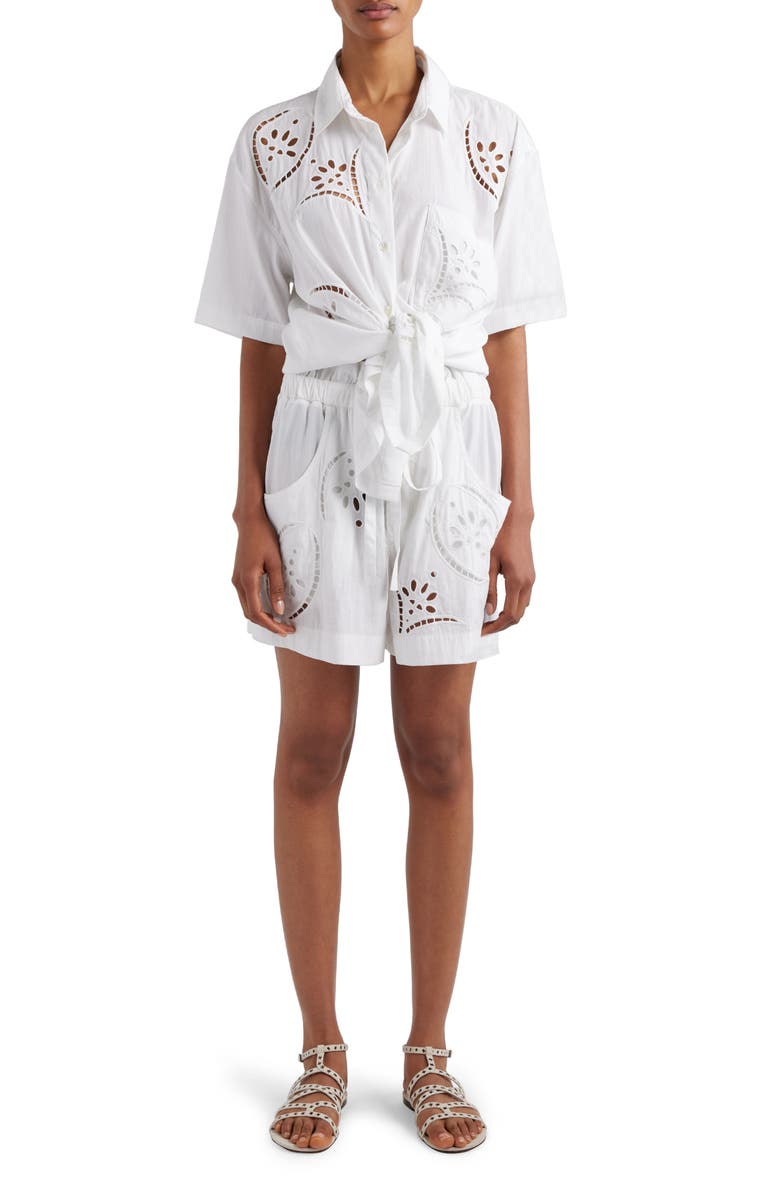 Isabel Marant Bilya Eyelet Button-Up Shirt, Alternate, color, 