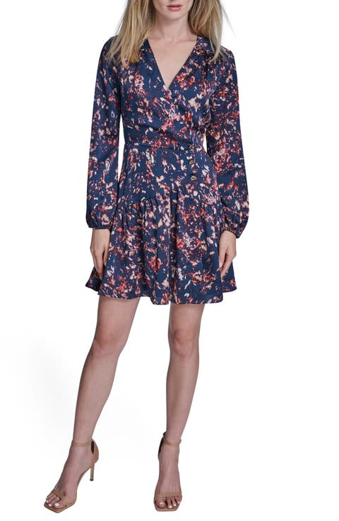 Print Ruffle Long Sleeve Minidress