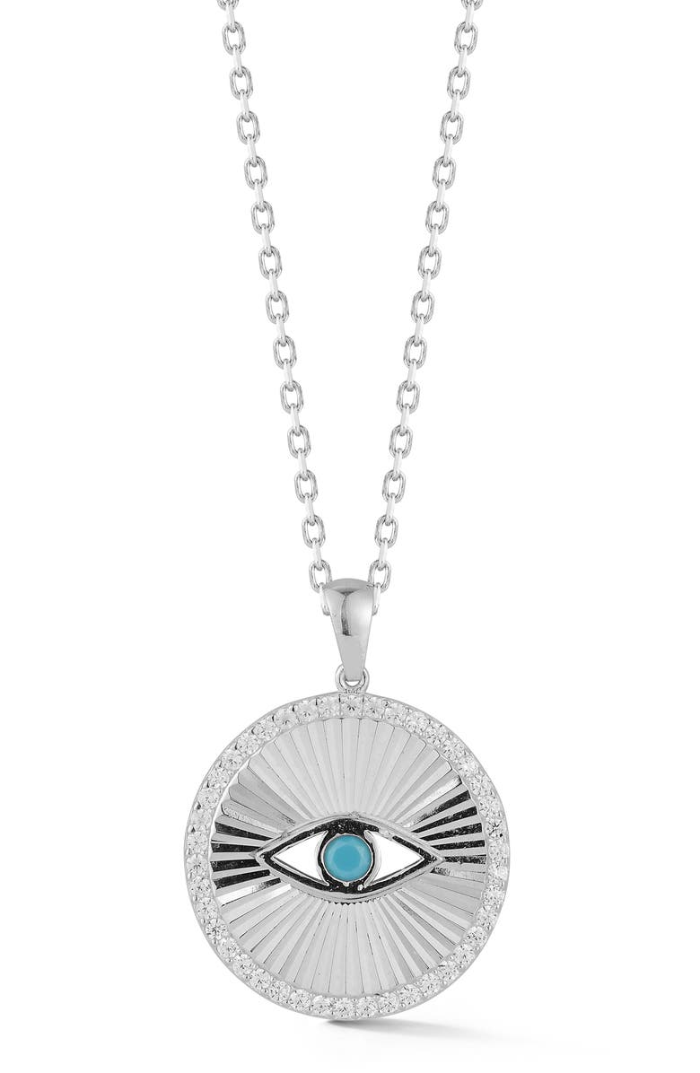 GLAZE JEWELRY Sterling Silver Eye Pendant Necklace, Main, color, Silver