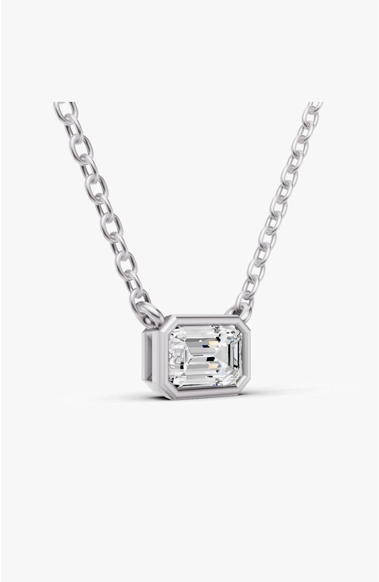SEREIA OFFICIAL 14K Gold 0.5 ct Lab-Grown Emerald Cut Bezel Pendant, Alternate, color, White Gold