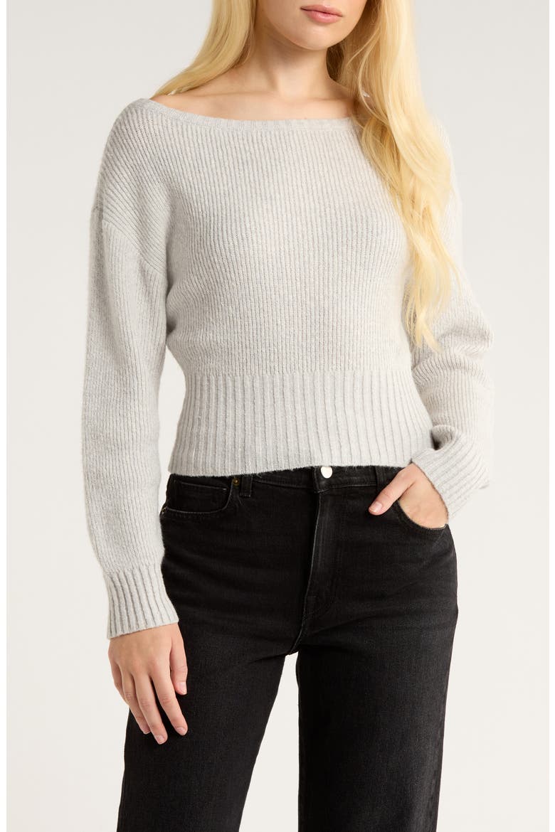 Cosette Off the Shoulder Rib Sweater, Main, color, HEATHER GREY