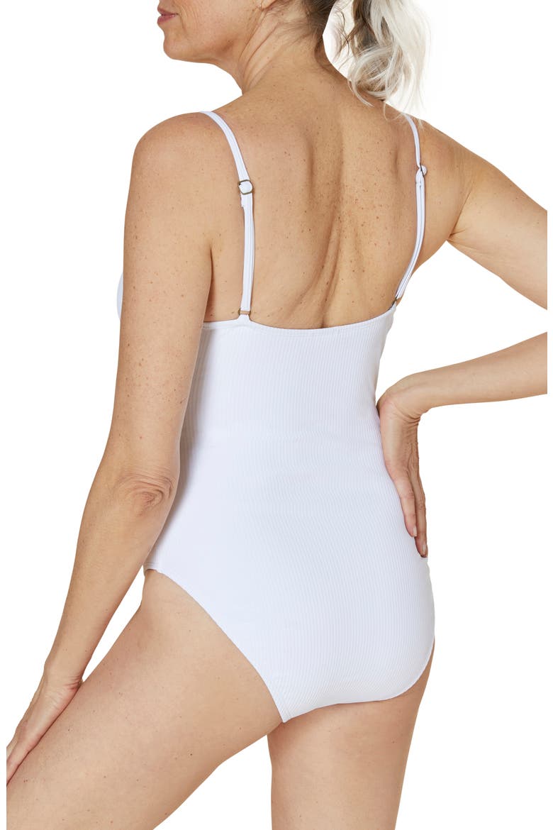 Amalfi Rib Long Torso One-Piece Swimsuit, Alternate, color, WHITE
