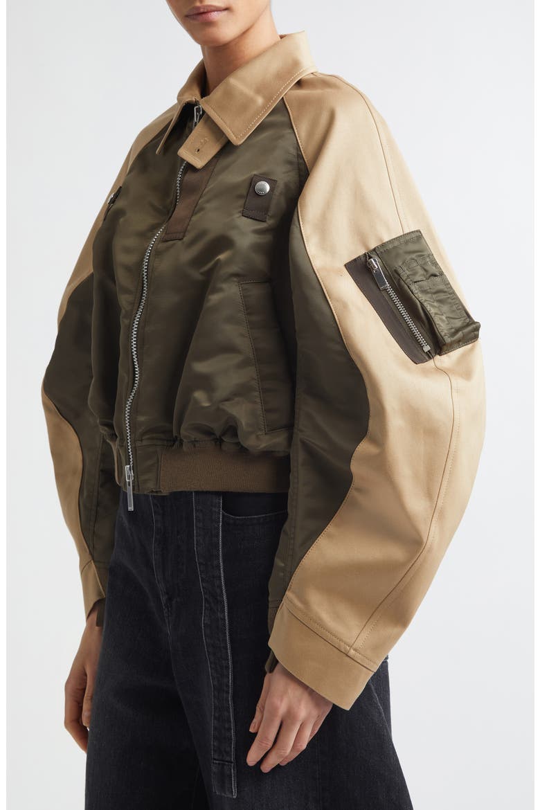 Cotton Chino x Nylon Twill Jacket, Alternate, color, DARK KHAKI/ BEIGE