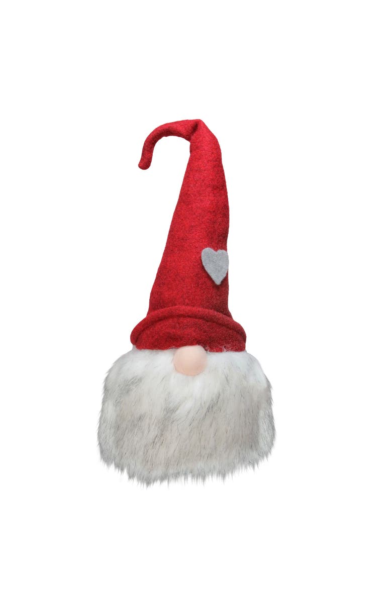 Northlight Gnome with Bendable Felt Hat with Heart Accent Christmas Decoration - 21", Main, color, White
