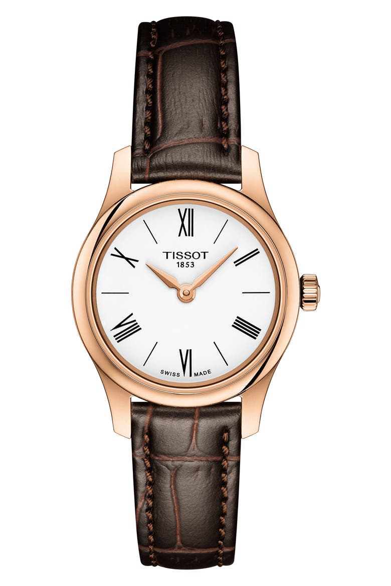 Tradition 5.5 Lady Round Bracelet Watch, 25mm, Main, color, BROWN/ WHITE/ ROSE GOLD