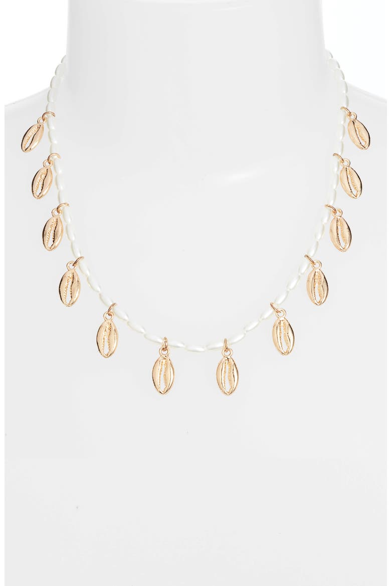 Beaded Shell Necklace, Alternate, color, GOLD