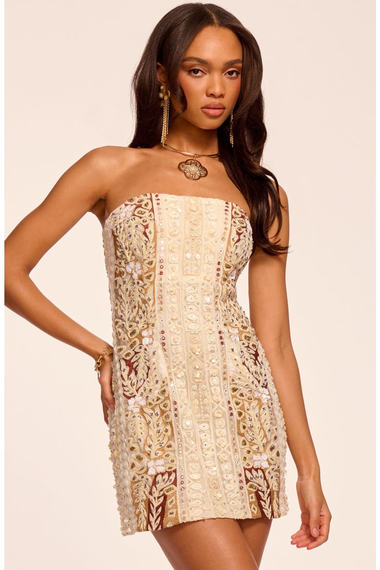 Doris Strapless Minidress, Alternate, color, COFFEE COMBO