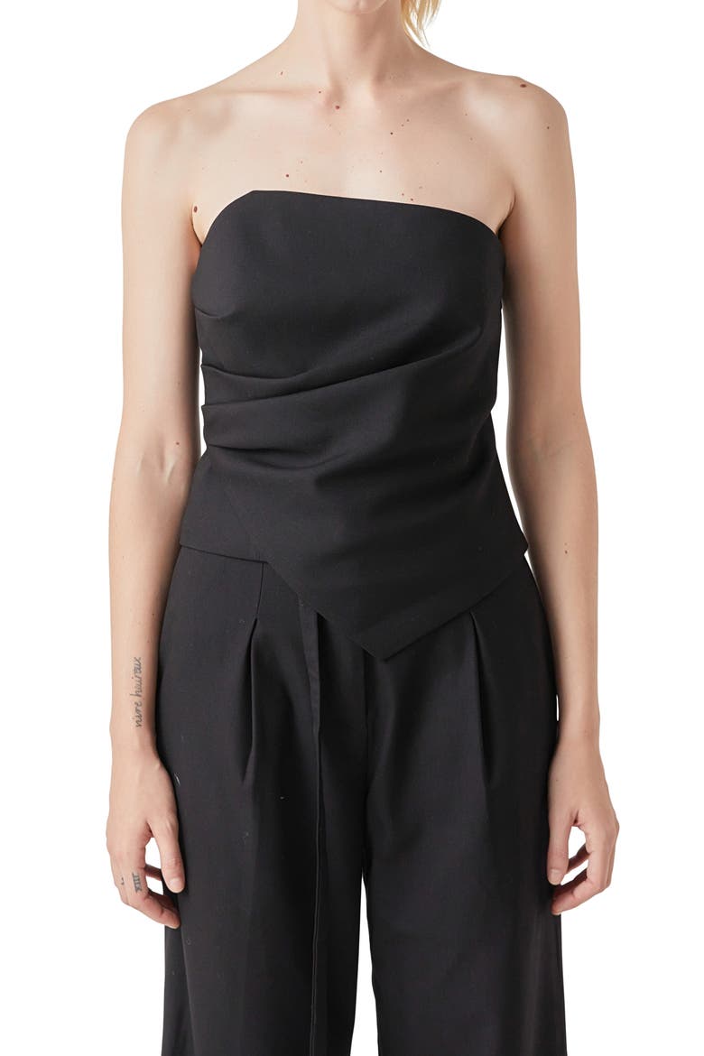 Drape Corset Top, Alternate, color, BLACK